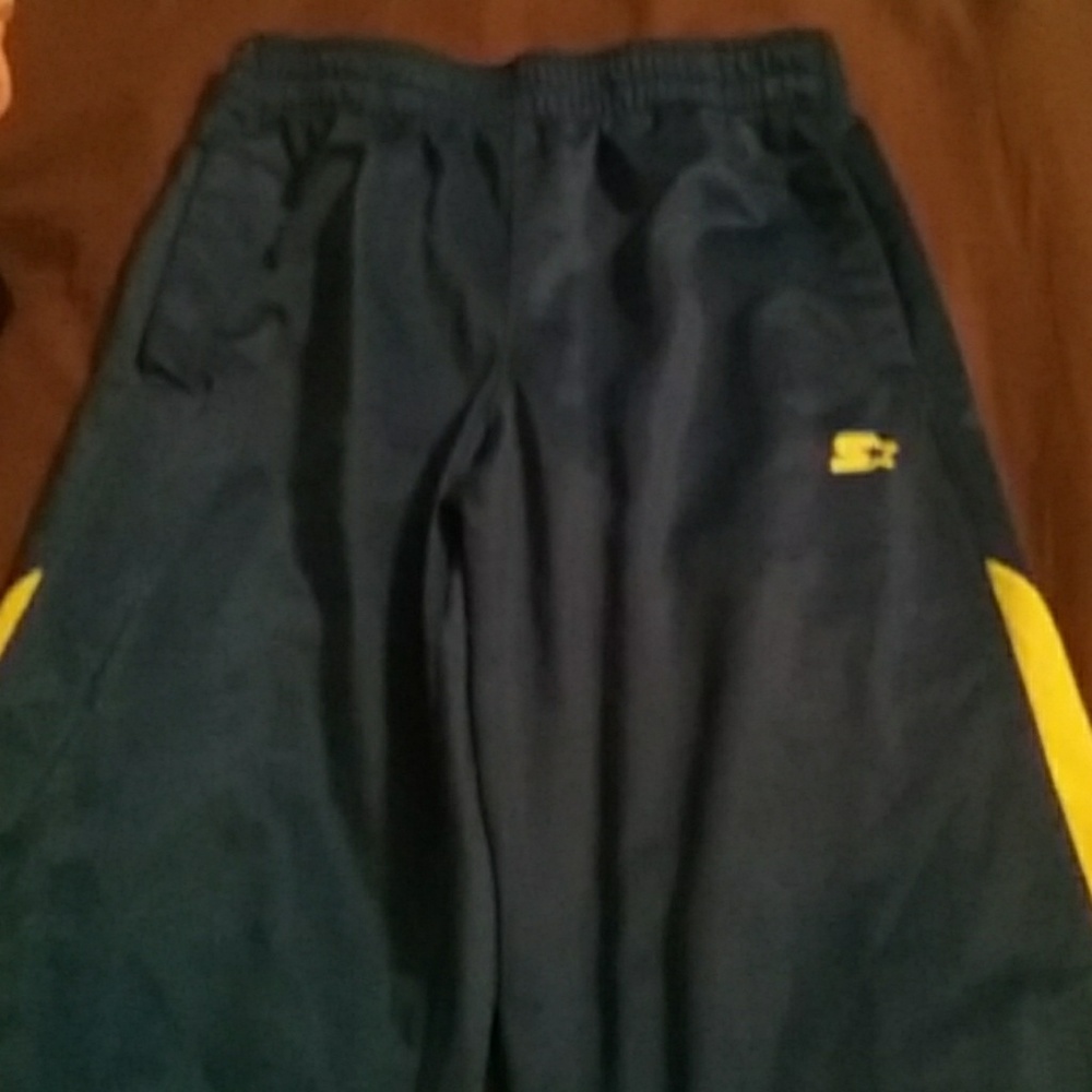 Navy blue and lime boy or girl stretch pants